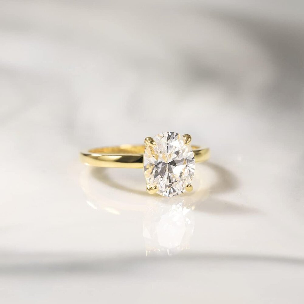 3CT 925 Sterling Silver Engagement Rings Oval Cut Solitaire Cubic Zirconia CZ We - Picture 2 of 6
